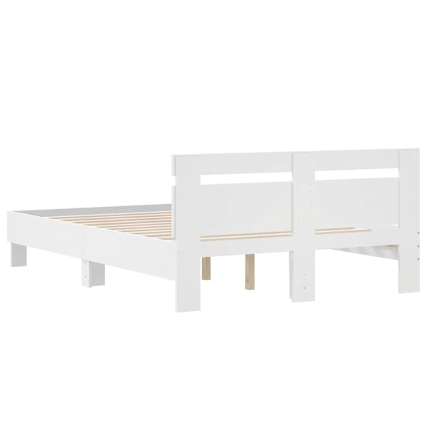 vidaXL Sengeramme med hodegavl hvit 120x190 cm konstruert tre