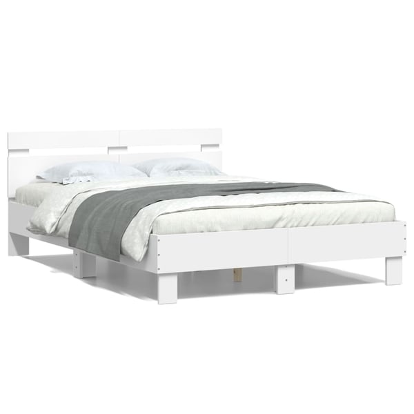 vidaXL Sengeramme med hodegavl hvit 120x190 cm konstruert tre