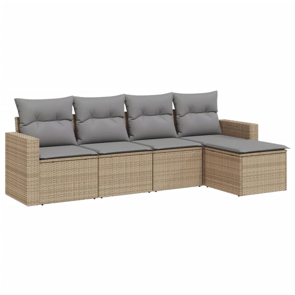 vidaXL sofasæt til haven 5 dele med hynder polyrattan beige