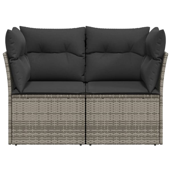 vidaXL 2-personers havesofa med hynder polyrattan grå