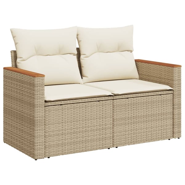 vidaXL 2-personers havesofa med hynder polyrattan beige