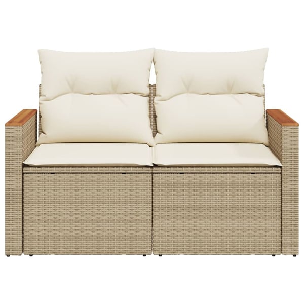 vidaXL 2-personers havesofa med hynder polyrattan beige