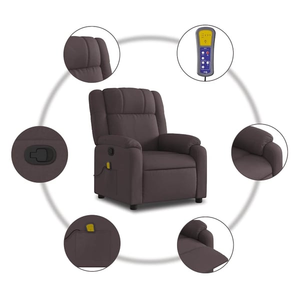 vidaXL massagestol stof mørkebrun