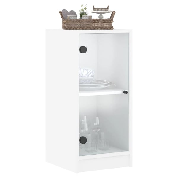 vidaXL Sideskap med glassdører hvit 35x37x75,5 cm