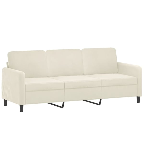 vidaXL 3-personers sofa med pyntepuder 180 cm velour cremefarvet