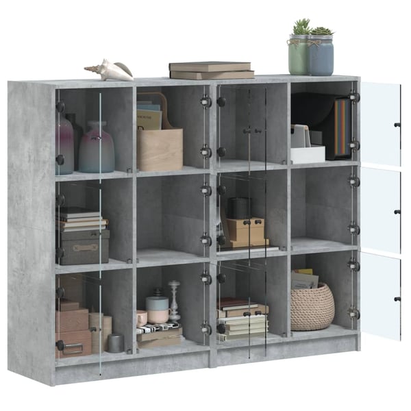 vidaXL bogreol med låger 136x37x109 cm konstrueret træ betongrå