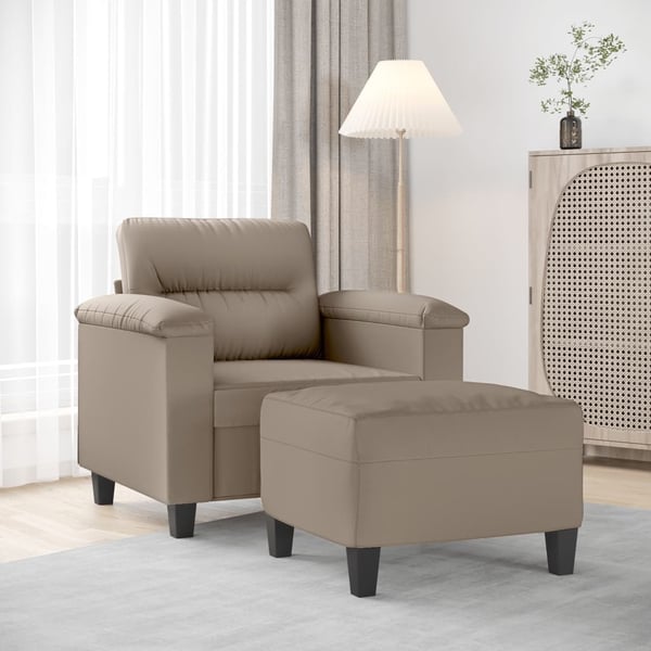 vidaXL sofastol med fodskammel 60 cm mikrofiberstof Gråbrun