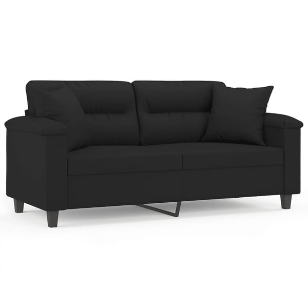 vidaXL 2-personers sofa med puder 140 cm mikrofiberstof sort