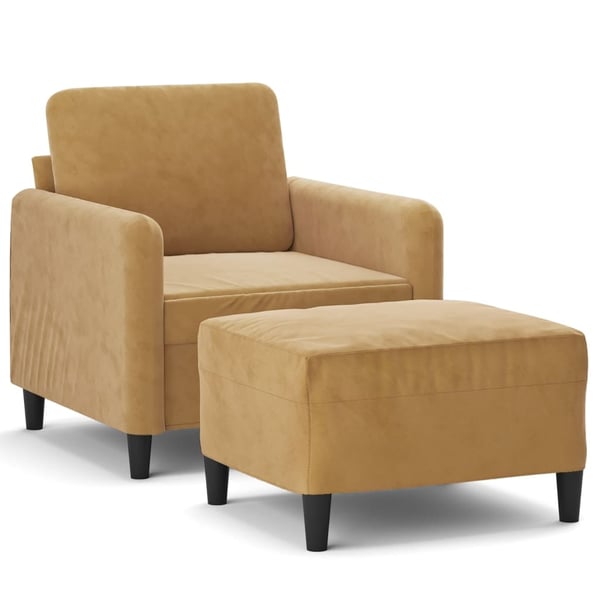 vidaXL Fåtölj med fotpall Brun 60 cm sammet