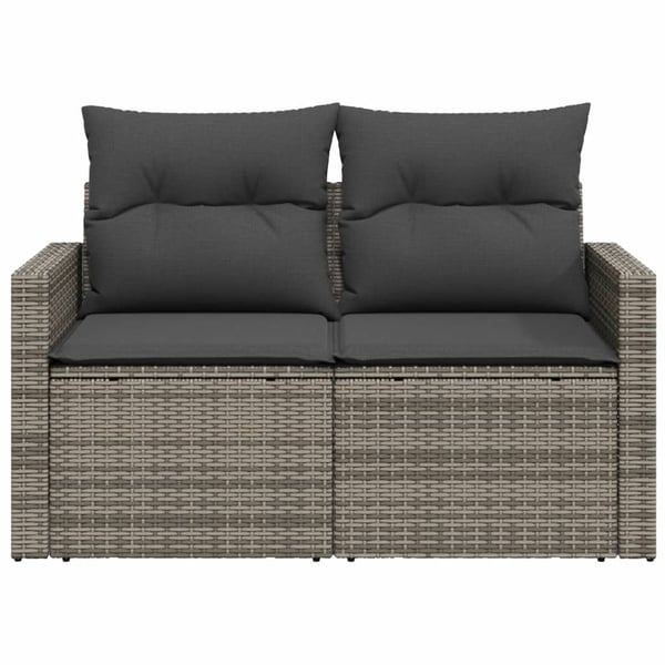 vidaXL 2-personers havesofa med hynder polyrattan grå