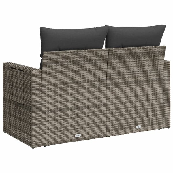 vidaXL 2-personers havesofa med hynder polyrattan grå