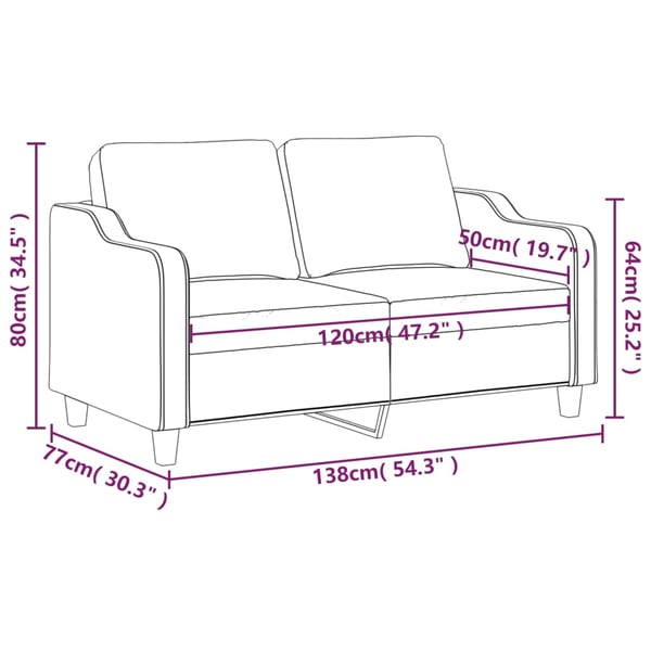 vidaXL 2-sitssoffa ljusggul 120 cm tyg