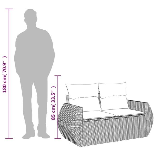vidaXL 2-personers havesofa med hynder polyrattan beige