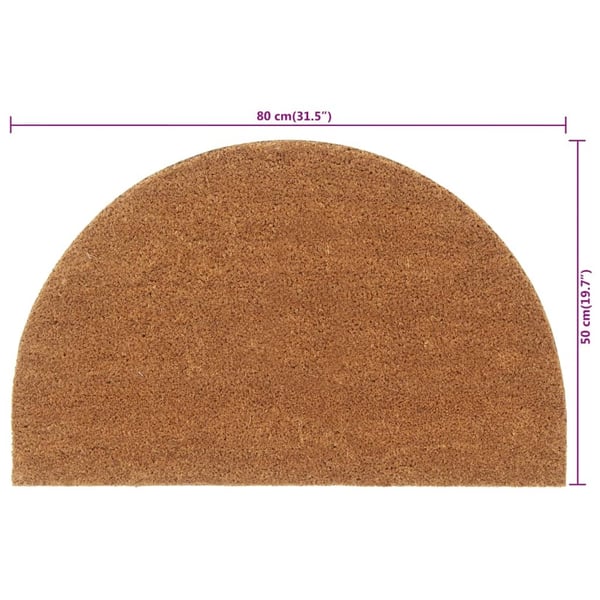 vidaXL dørmåtte 50x80 cm halvrund tuftet coir naturfarvet