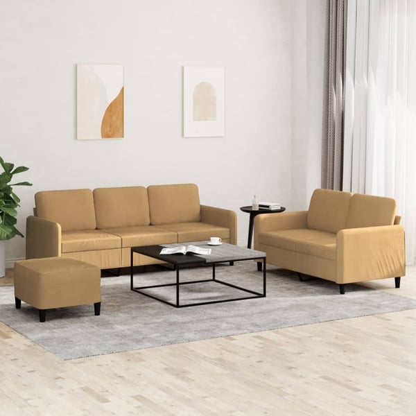 vidaXL sofasæt 3 dele velour brun