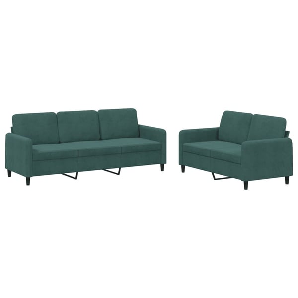 vidaXL sofasæt 2 dele velour mørkegrøn