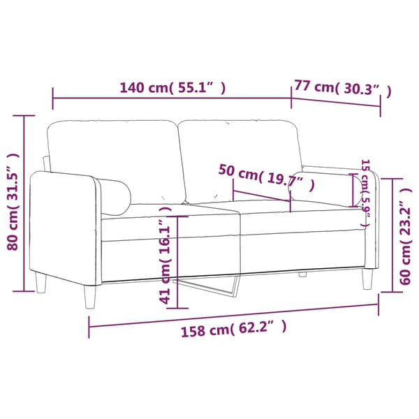 vidaXL 2-personers sofa med pyntepuder 140 cm velour gul