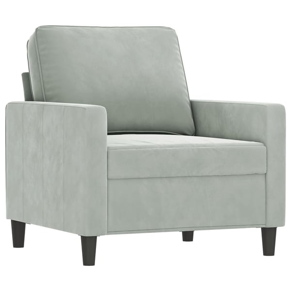 vidaXL sofasæt 3 dele med puder velour lysegrå