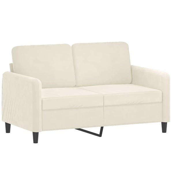 vidaXL 2-sitssoffa med prydnadskuddar gräddvit 120 cm sammet