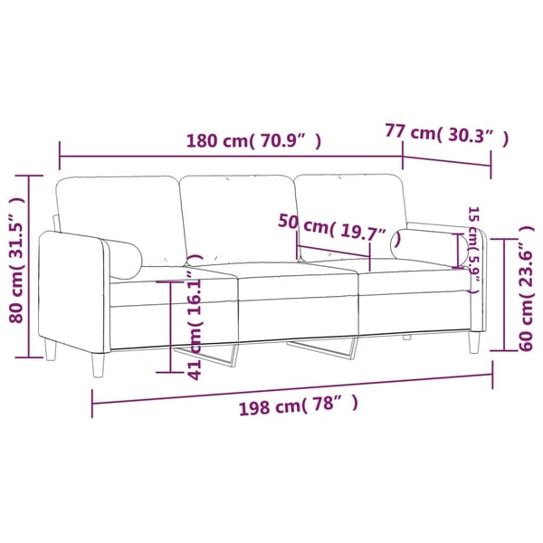 vidaXL 3-personers sofa med pyntepuder 180 cm velour gul