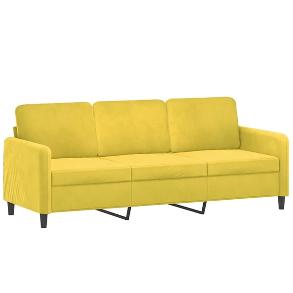 vidaXL 3-personers sofa med pyntepuder 180 cm velour gul