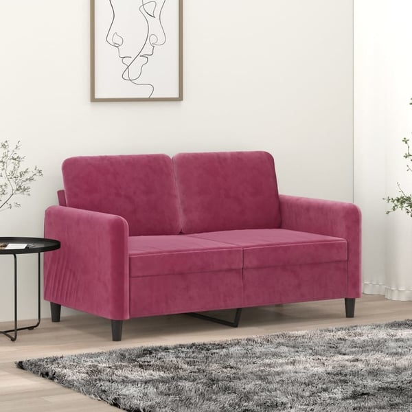 vidaXL 2-sitssoffa vinröd 120 cm sammet