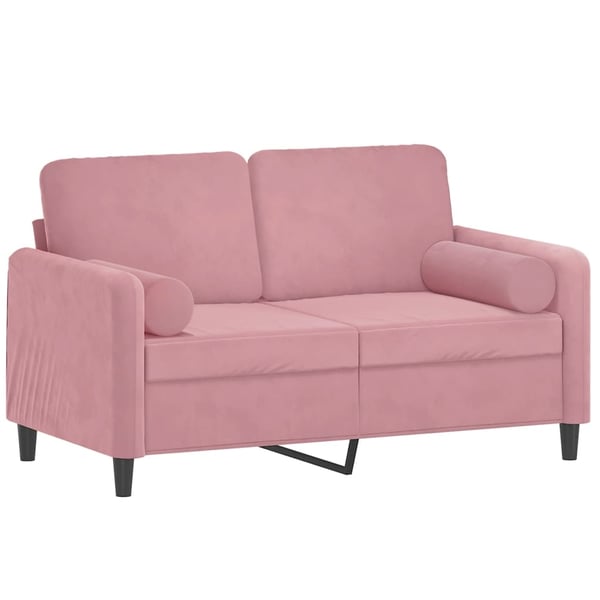 vidaXL 2-sitssoffa med prydnadskuddar rosa 120 cm sammet