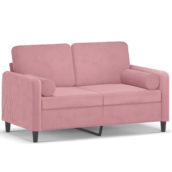 vidaXL 2-sitssoffa med prydnadskuddar rosa 120 cm sammet