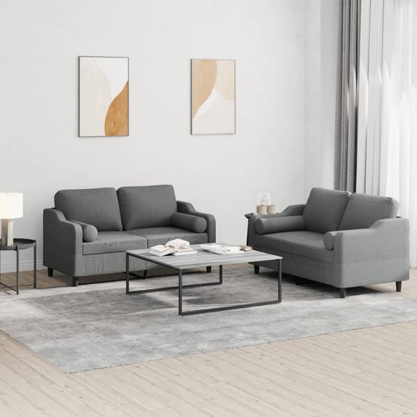 vidaXL sofasæt 2 dele med puder stof mørkegrå