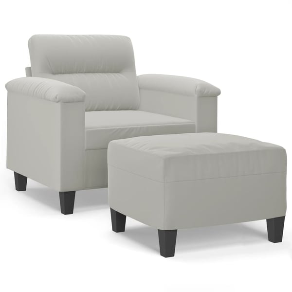 vidaXL sofastol med fodskammel 60 cm mikrofiberstof lysegrå