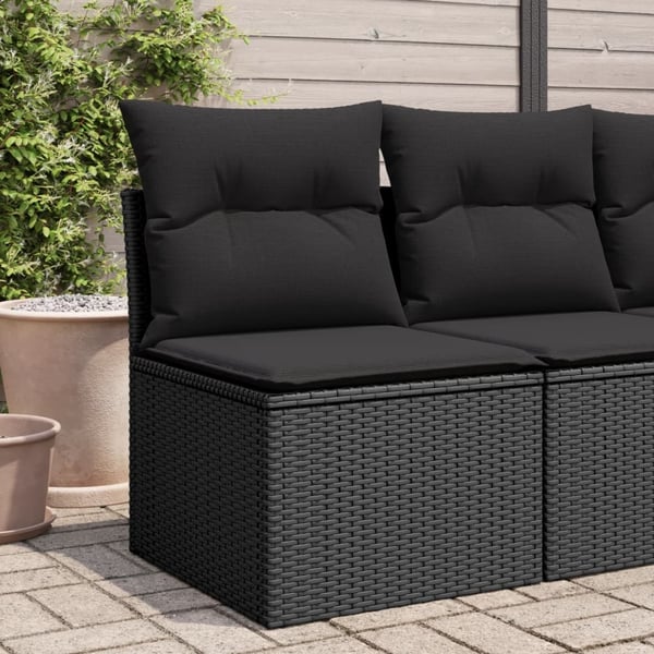 vidaXL sofamodul til haven med hynder polyrattan sort