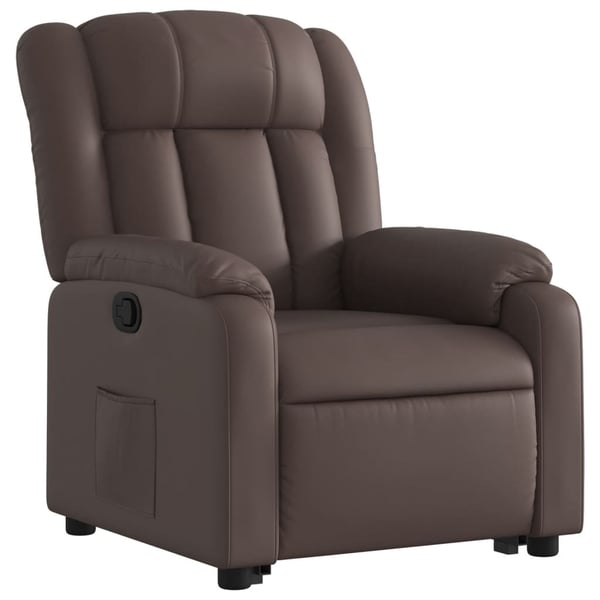 vidaXL Reclinerfåtölj med uppresningshjälp brun konstläder