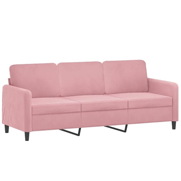 vidaXL Soffgrupp med kuddar 2 delar rosa sammet