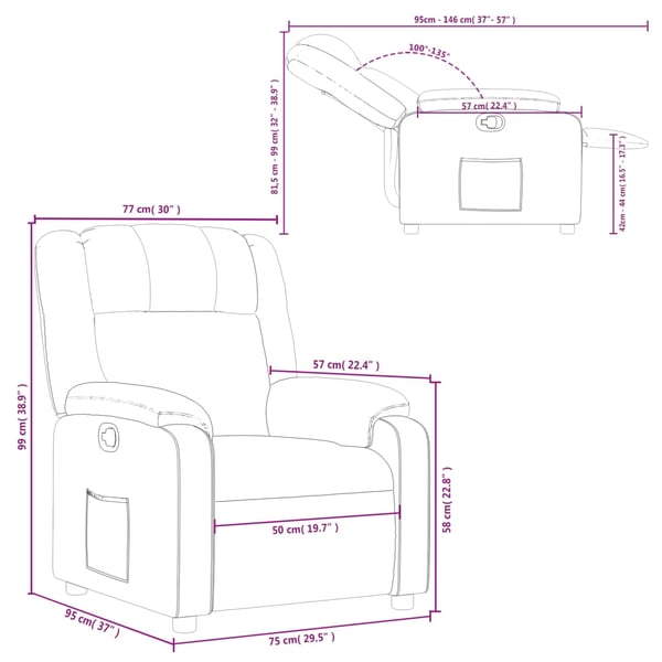 vidaXL Reclinerfåtölj cappuccino konstläder