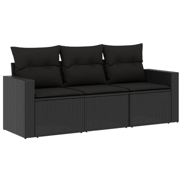 vidaXL sofasæt til haven 3 dele med hynder polyrattan sort