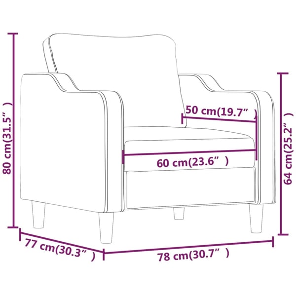 vidaXL lænestol 60 cm stof lysegul