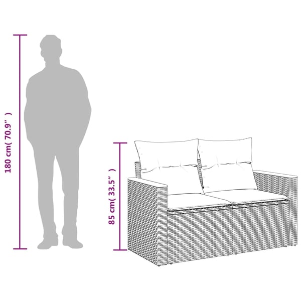 vidaXL 2-personers havesofa med hynder polyrattan beige