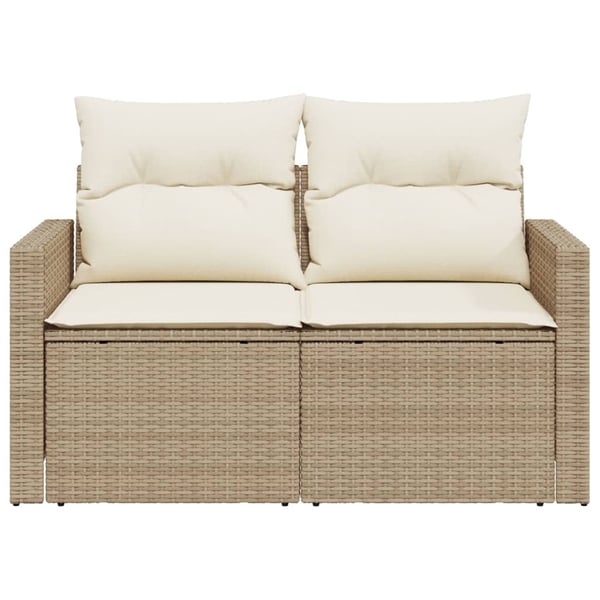 vidaXL 2-personers havesofa med hynder polyrattan beige