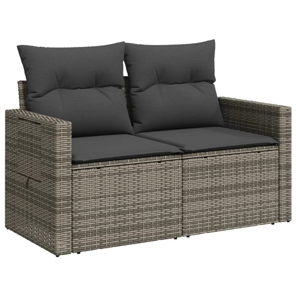 vidaXL 2-personers havesofa med hynder polyrattan grå
