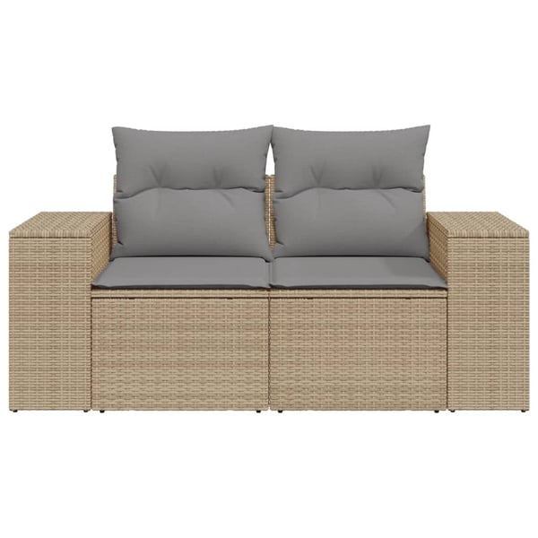 vidaXL 2-personers havesofa med hynder polyrattan beige