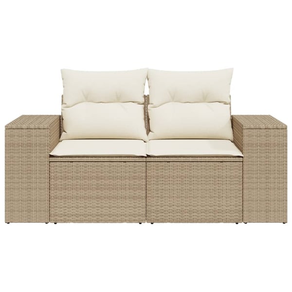 vidaXL 2-personers havesofa med hynder polyrattan beige