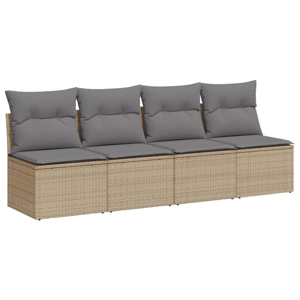 vidaXL 4-personers havesofa med hynder polyrattan beige