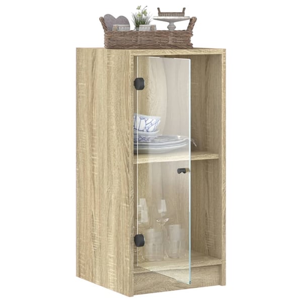 vidaXL skab med glaslåger 35x37x75,5 cm sonoma-eg