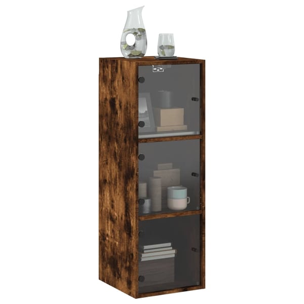 vidaXL skab med glaslåger 35x37x100 cm røget egetræsfarve