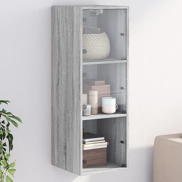 vidaXL Seinäkaappi lasiovilla harmaa Sonoma 35x37x100 cm