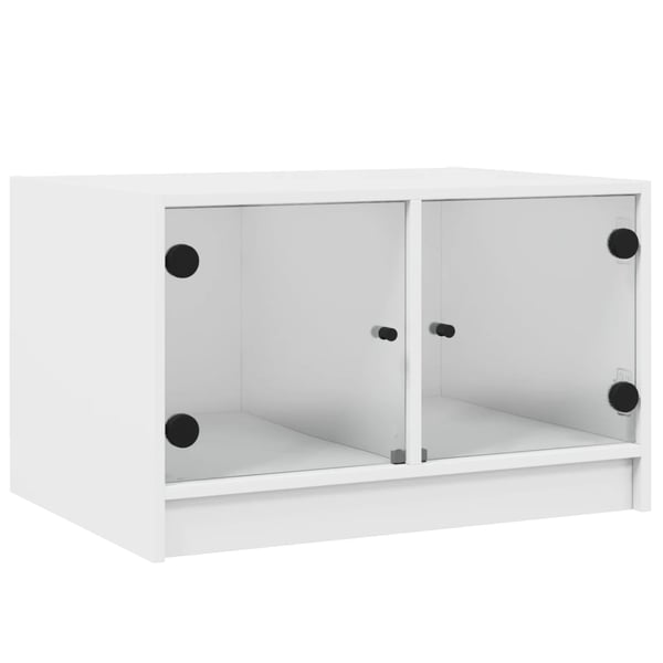 vidaXL Salongbord med glassdører hvit 68x50x42 cm