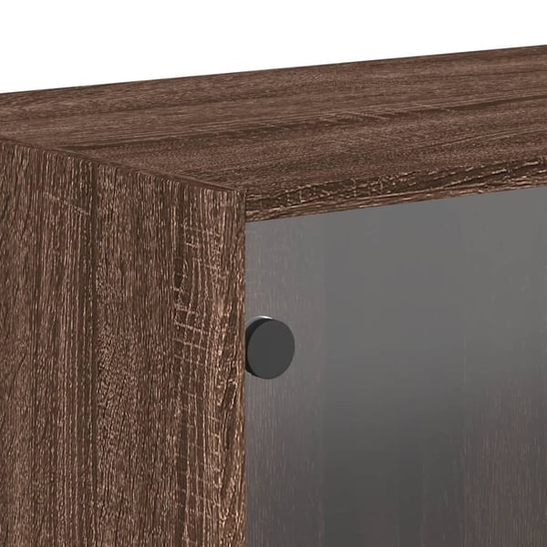 vidaXL vægskabe 2 stk. med glaslåger 68,5x37x35 cm brun egetræ