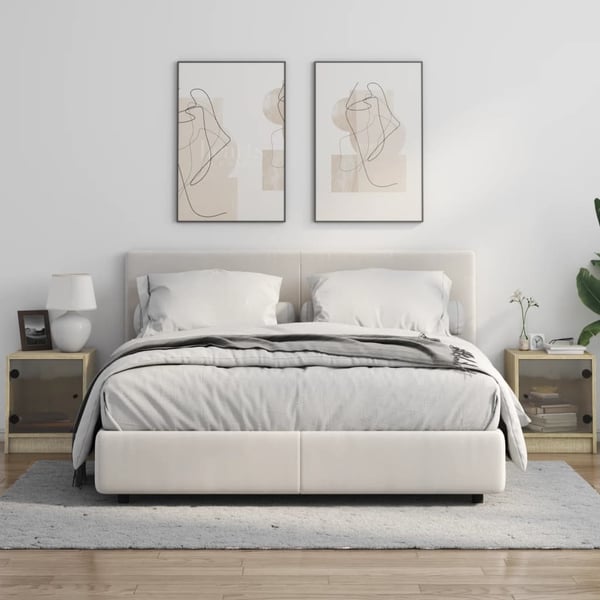 vidaXL Nattbord med glassdører 2 stk sonoma eik 35x37x42 cm