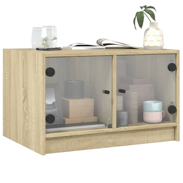 vidaXL Salongbord med glassdører sonoma eik 68x50x42 cm