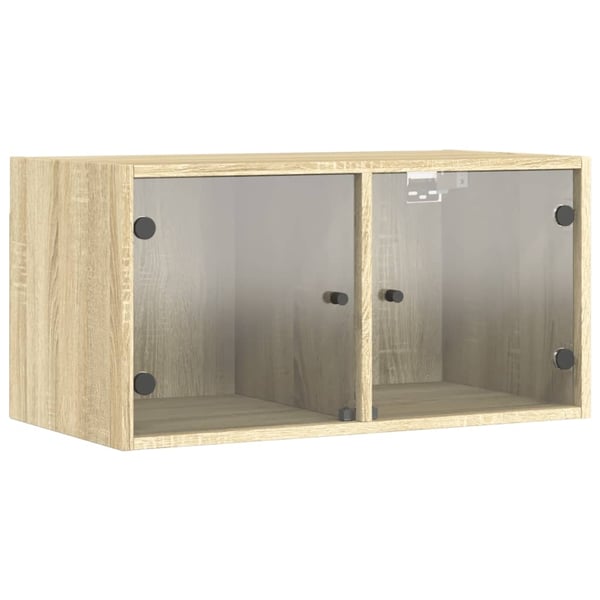 vidaXL Veggskap med glassdører 2 stk sonoma eik 68,5x37x35 cm